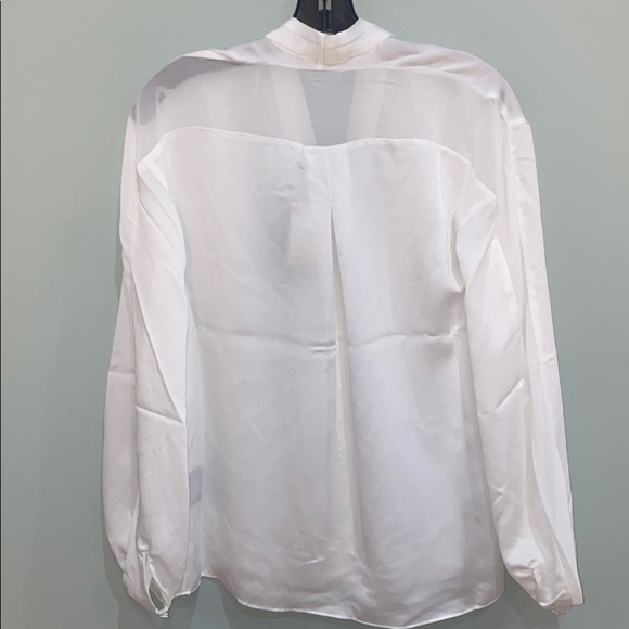 Club Monaco Sheer Combo Blouse Black V Neck Long Sleeve Button Cuff Women's S - Picture 4 of 8